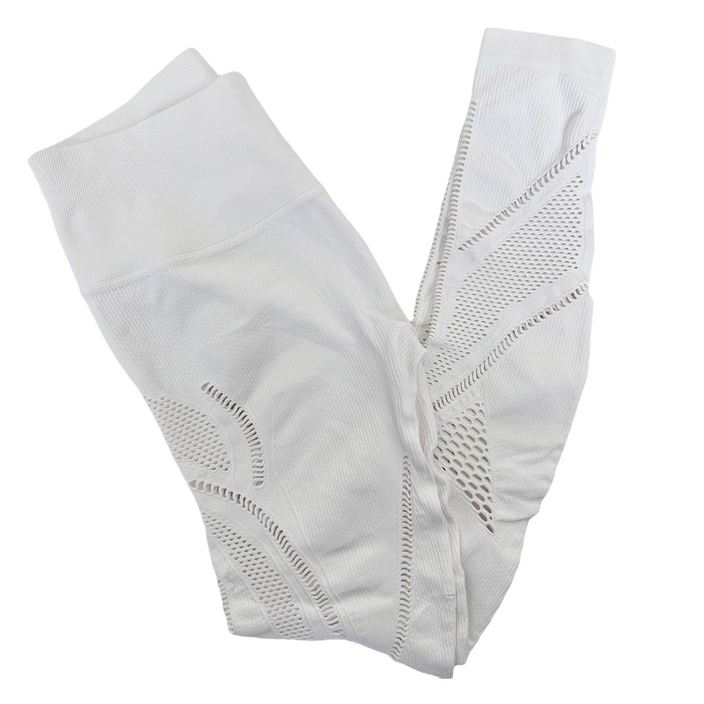 NUX White Cutout Perforated Leggings Sz S